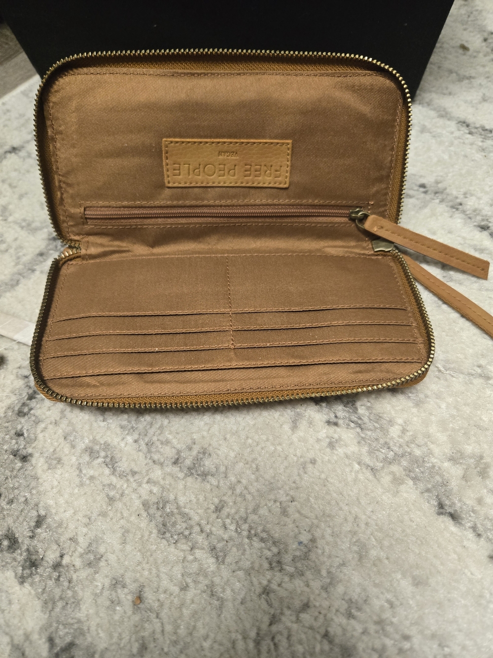 Free People Tan Brown Zip-Around Card Organizer Wallet